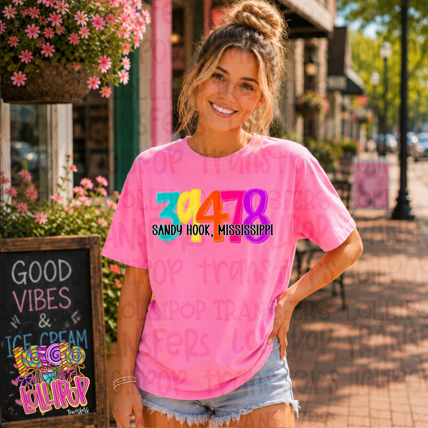 Custom Neon Zip Code Graphic Tee