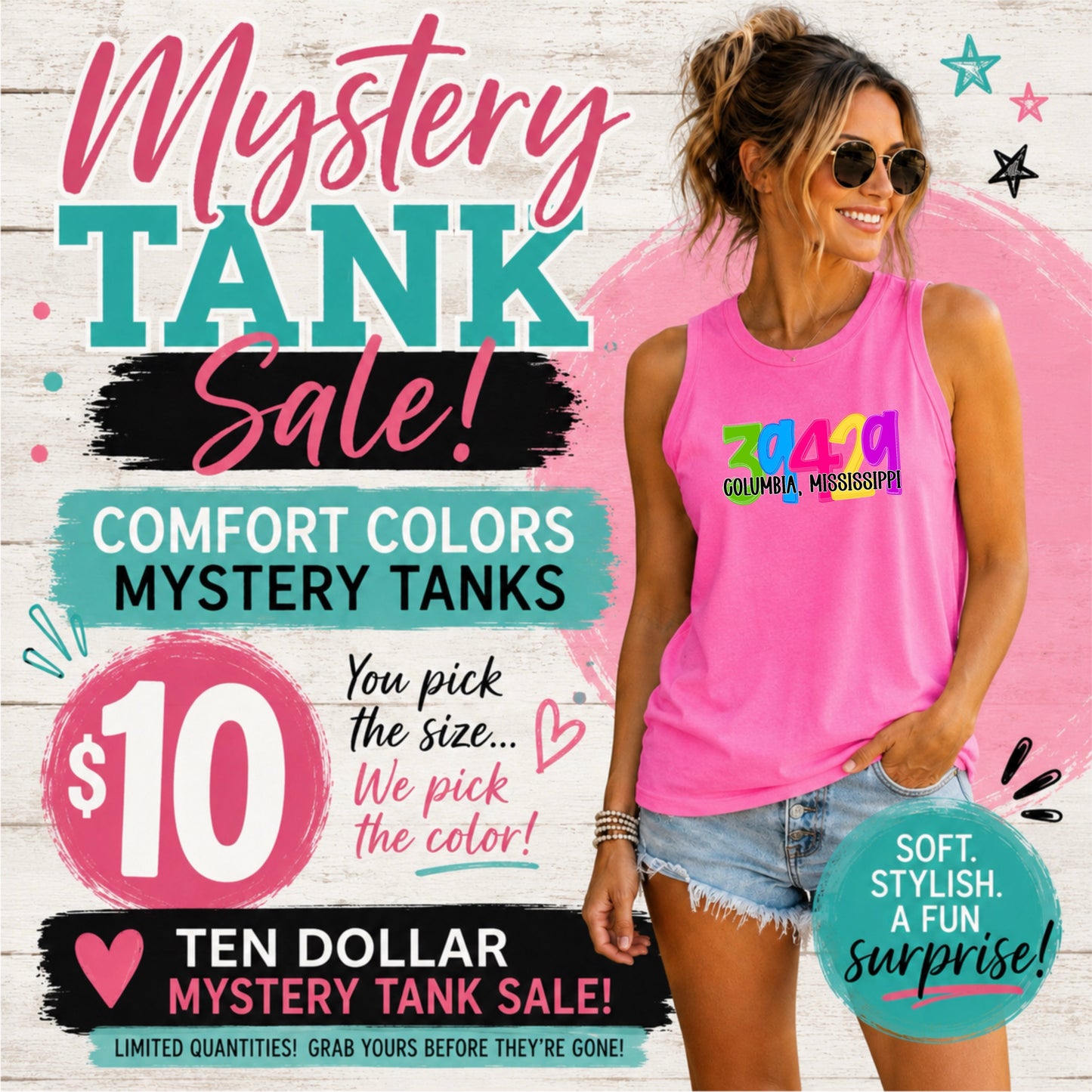 Mystery Tank Sale - Custom Neon Zip Code Graphic Tank
