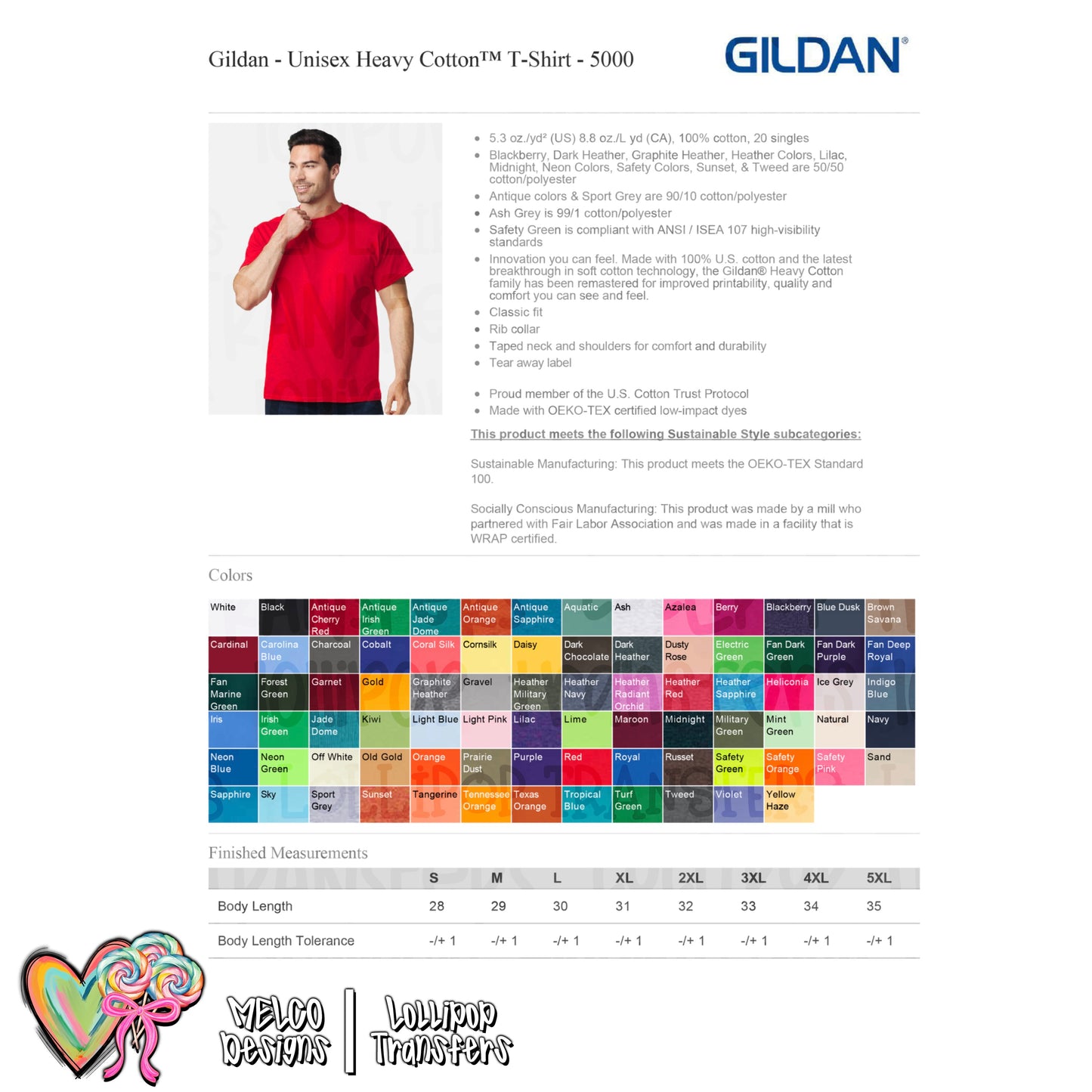Blank Tee -- Gildan Unisex Heavy Cotton Short Sleeve -- 5000