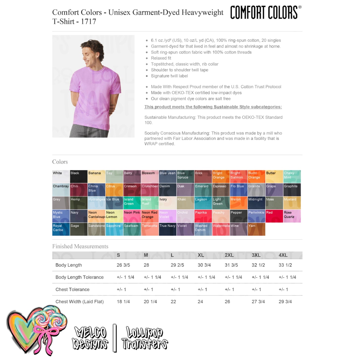 Blank Tee -- Comfort Color Short Sleeve -- Adult -- 1717