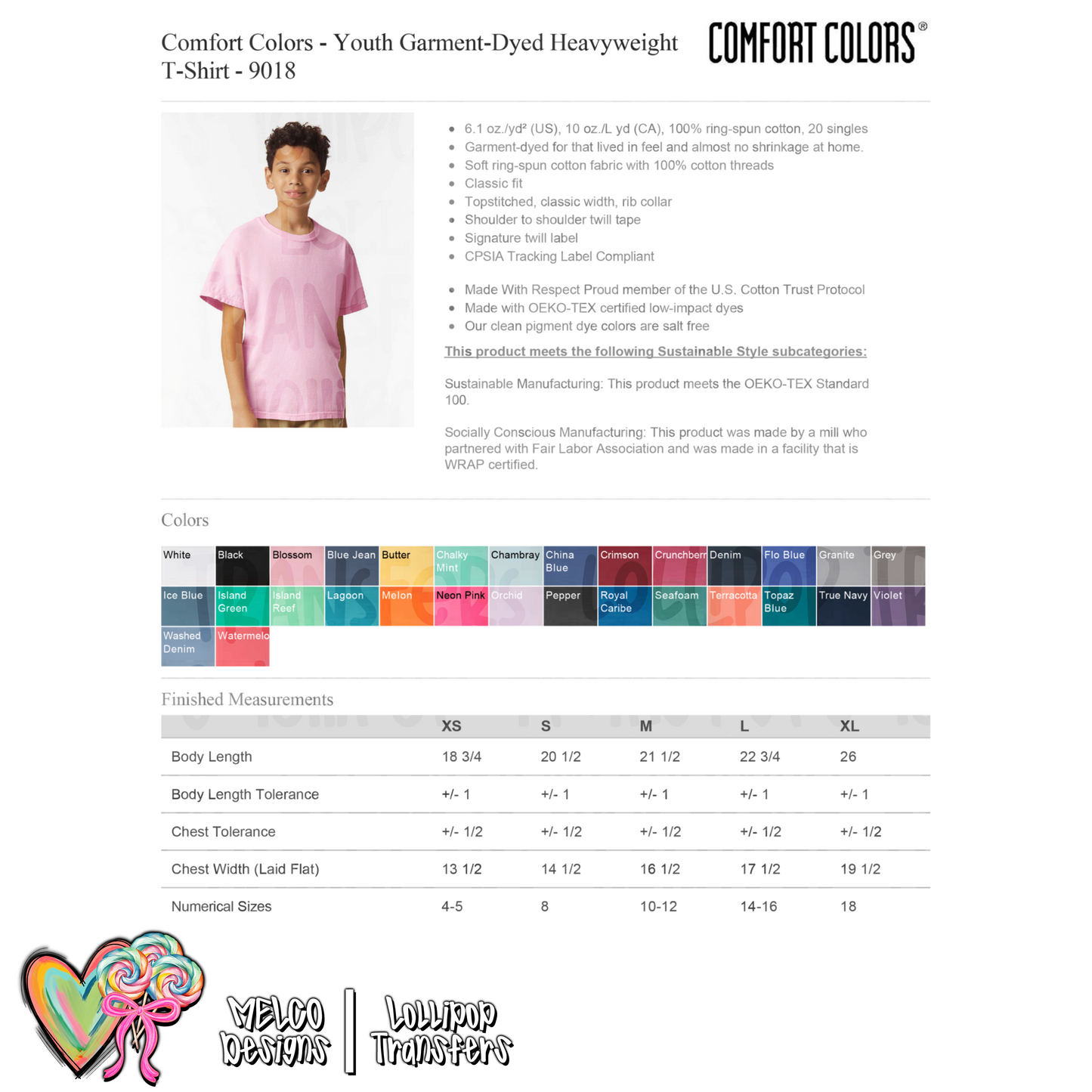 Blank Shirt -- Comfort Color Youth Short Sleeve -- 9018