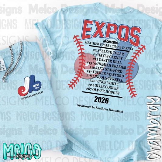 Expos 7U Team Roster Shirt