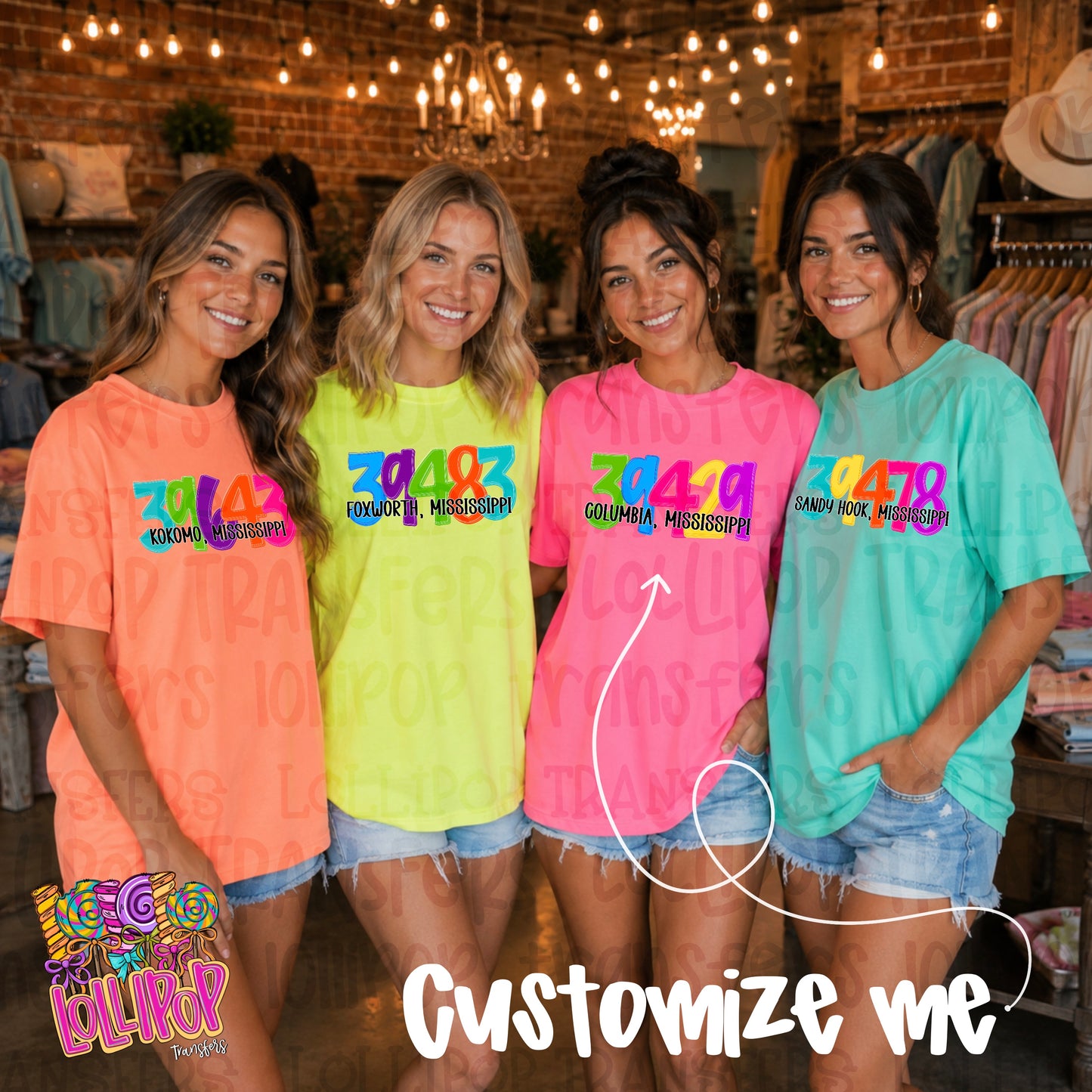 Custom Neon Zip Code Graphic Tee