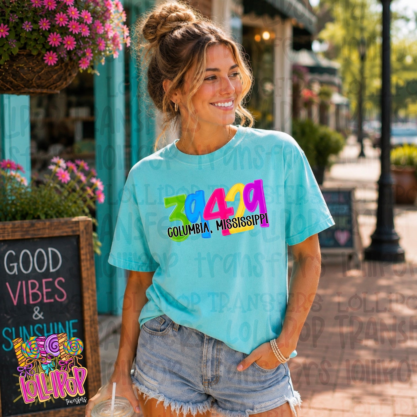 Custom Neon Zip Code Graphic Tee
